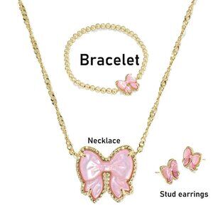 Kendra Scott Haley Bow Blush Pearl Mother-of-Pearl Necklace Set (Gold Bracelet)